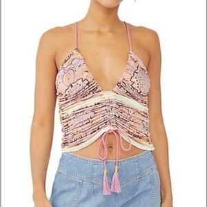 NWOT- Free People-Cocktail Queen Printed boho Top-size Large